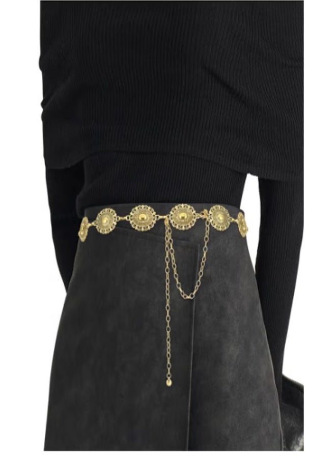Retro waist belt with women's bohemian metal belt, country concert dress, jeans, denim, girls' retro belt adjustable - Image 2